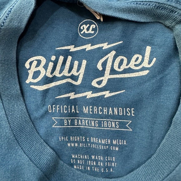 Billy Joel 75th Show Garden TShirt Mens XL Blue Official Barking Irons See PHOTO - Picture 7 of 11